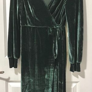 Green Velvel Wrap Dress